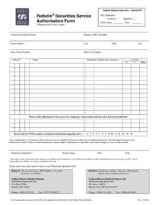 Fedwire Securities Service Authorization Form
