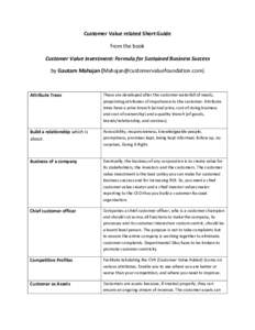 Customer Value related Short Guide from the book Customer Value Investment: Formula for Sustained Business Success by Gautam Mahajan ()  Attribute Trees