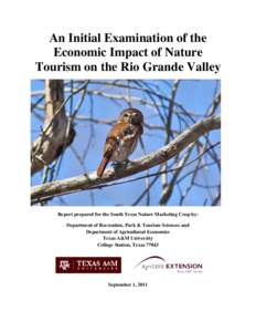 Microsoft Word - Final report for STNMC _Economic impact of nature tourism in RGV for 2011 based on off-peak_[removed]