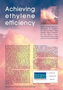 Achieving e t hy l e n e efficiency Marc L. Jacobs, Membrane Technology & Research