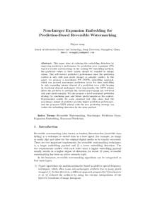 Non-Integer Expansion Embedding for Prediction-Based Reversible Watermarking Shijun xiang School of Information Science and Technology, Jinan University, Guangzhou, China. Email: 