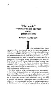 22  What works? --questions and answers about prison reform