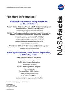Exploration of Mars / Science Mission Directorate / Mars / Council on Environmental Quality / National Environmental Policy Act / NASA / W. James Adams