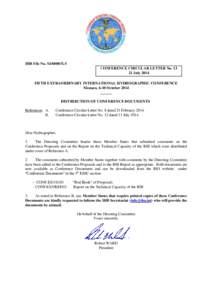 IHB File No. S1/6000/X-5 CONFERENCE CIRCULAR LETTER NoJuly 2014 FIFTH EXTRAORDINARY INTERNATIONAL HYDROGRAPHIC CONFERENCE Monaco, 6-10 October 2014 ______