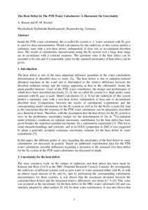 The Heat Defect In The PTB Water Calorimeter: A Discussion On Uncertainty A. Krauss and H.-M. Kramer Physikalisch-Technische Bundesanstalt, Braunschweig, Germany Abstract Inside the PTB water calorimeter, the so-called H