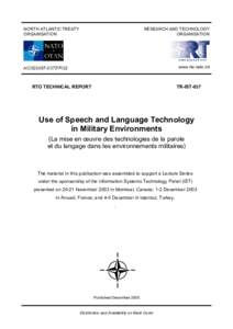 NORTH ATLANTIC TREATY ORGANISATION RESEARCH AND TECHNOLOGY ORGANISATION