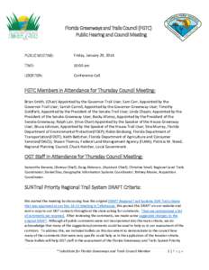 Florida Greenways and Trails Council (FGTC) Public Hearing and Council Meeting PUBLIC MEETING:  Friday, January 29, 2016