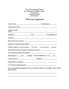 Local Coordinating Council for a Drug-Free Vermillion County P.O. Box 14 Newport, IN0891 Mini-Grant Application