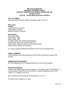 MEETING MINUTES FINANCIAL OVERSIGHT PANEL PROVISO TOWNSHIP HIGH SCHOOL DISTRICT NO. 209 January 25, 2011