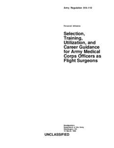 Army Regulation 616–110  Personnel Utilization Selection, Training,