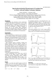 Photon Factory Activity Report 2011 #B  BL27B/2011G034 Spectroelectrochemical Measurement of Uranium Ions in Nitric Acid and Sodium Carbonate Solutions