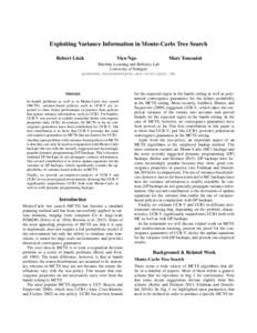 Exploiting Variance Information in Monte-Carlo Tree Search Robert Lieck Vien Ngo  Marc Toussaint