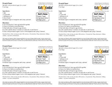 recipe cards French Toast