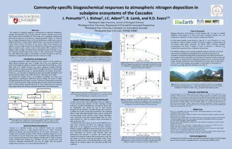 Community-specific biogeochemical responses to atmospheric nitrogen deposition in subalpine ecosystems of the Cascades J. 1,3 Poinsatte ,