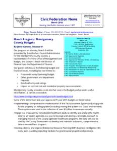 Official Publication of the Montgomery County Civic Federation Civic Federation News