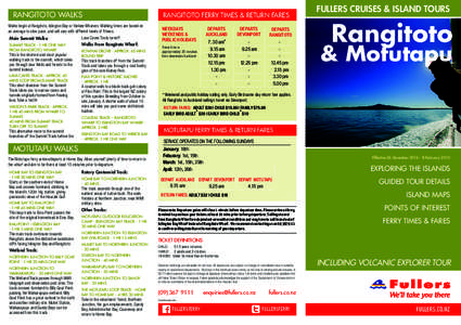 RANGITOTO WALKS Walks begin at Rangitoto, Islington Bay or Yankee Wharves. Walking times are based on an average to slow pace, and will vary with different levels of fitness. Main Summit Walks: SUMMIT TRACK - 1 HR ONE WA