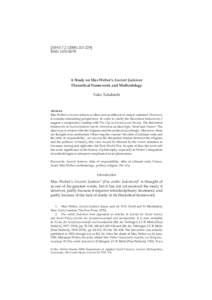 [MWS229] ISSNA Study on Max Weber’s Ancient Judaism: Theoretical Framework and Methodology Yuko Takahashi