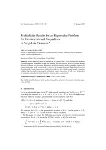 Set-Valued Analysis[removed]: 85–103  © Springer 2005 Multiplicity Results for an Eigenvalue Problem for Hemivariational Inequalities