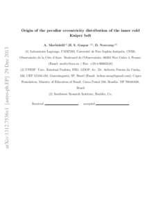 arXiv:1312.7536v1 [astro-ph.EP] 29 Dec[removed]Origin of the peculiar eccentricity distribution of the inner cold