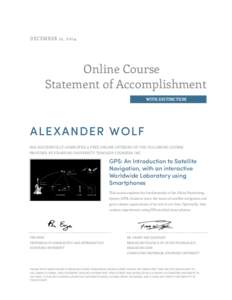 DECEMBER 21, 2014  Online Course Statement of Accomplishment WITH DISTINCTION