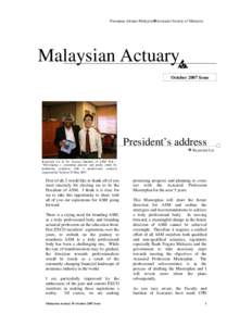 Persatuan Aktuari Malaysia Actuarial Society of Malaysia  Malaysian Actuary