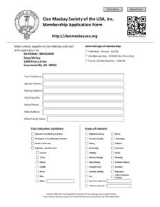 Print Form  Reset Form Clan Mackay Society of the USA, Inc. Membership Application Form