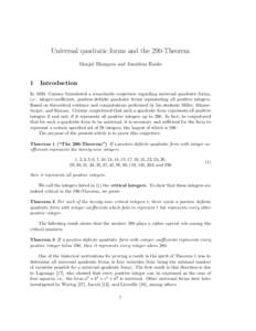Universal quadratic forms and the 290-Theorem Manjul Bhargava and Jonathan Hanke 1  Introduction