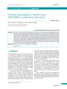 Cent. Eur. J. Med. • 5(3) • 2010 • DOI: s11536Central European Journal of Medicine  Fluoride bioavailability in saliva using