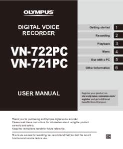 DIGITAL VOICE RECORDER VN-722PC VN-721PC USER MANUAL