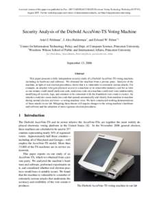 A revised version of this paper was published in ProcUSENIX/ACCURATE Electronic Voting Technology Workshop (EVT’07), AugustFor the workshop paper and videos of demonstration attacks, see http://citp.princ