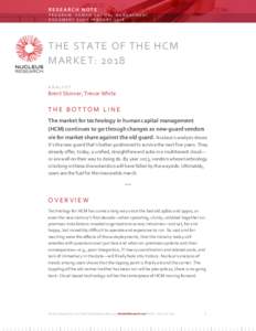 RESEARCH NOTE PROGRAM: HUMAN CAPITAL MANAGEMENT DOCUMENT S20  JANUARY 2018 THE STATE OF THE HCM MARKET: 2018