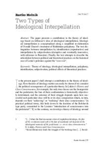 Rastko Močnik:141.7 Two Types of Ideological Interpellation