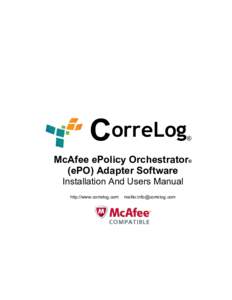 orreLog  ® McAfee ePolicy Orchestrator® (ePO) Adapter Software