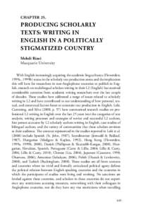 CHAPTER 25.  PRODUCING SCHOLARLY TEXTS: WRITING IN ENGLISH IN A POLITICALLY STIGMATIZED COUNTRY
