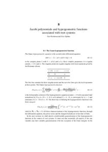 8 Jacobi polynomials and hypergeometric functions associated with root systems Gert Heckman and Eric Opdam  8.1 The Gauss hypergeometric function