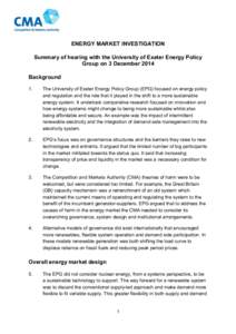 Summary of hearing with University of Exeter