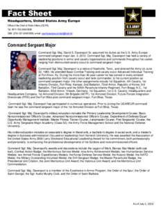 Fact Sheet Headquarters, United States Army Europe Office of the Chief of Public Affairs (OCPA) Tel: [removed]3058 DSN: ([removed]3058, e-mail: [removed]
