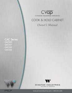 COOK & HOLD CABINET Owner’s Manual CAC Series CAC503 CAC507