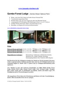 www.tanzania-reisebuero.de  Gombe Forest Lodge • • •