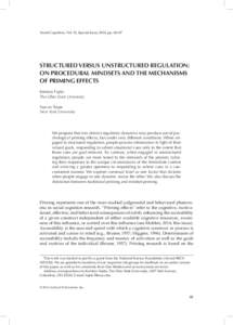 Social Cognition, Vol. 32, Special Issue, 2014, pp. 68–87 FUJITA AND TROPE Structured vERSUS unstructured regulation STRUCTURED VERSUS UNSTRUCTURED REGULATION: ON PROCEDURAL MINDSETS AND THE MECHANISMS