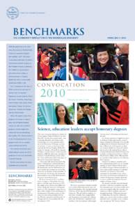 benchmarks THE COMMUNITY NEWSLETTER OF THE ROCKEFELLER UNIVERSITY FRIDAY, JULY 2, 2010  With the graduation of its 52nd