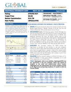 Equity Research  DAILY COMMENT NIGHTINGALE INFORMATIX CORP  Rating: