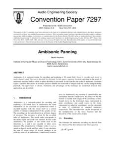 Audio Engineering Society  Convention Paper 7297 Presented at the 123rd Convention 2007 October 5–8 New York, NY, USA