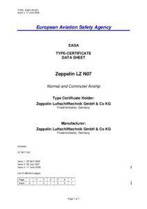 Type certificate / Zeppelin / Ballonet / Zeppelin NT / Aviation / Airship