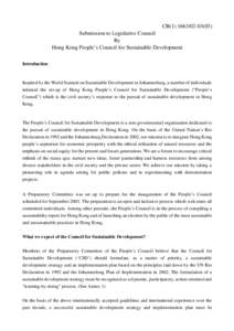 CB[removed]) Submission to Legislative Council By Hong Kong People’s Council for Sustainable Development Introduction