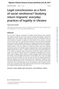 International relations / Remittance / Migrant worker / Return migration / Ukraine / Prostitution / Illegal immigration / Cultural remittances / Gifting remittances / Human migration / Demography / Human geography