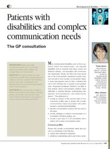 Developmental disability • THEME  Patients with disabilities and complex communication needs The GP consultation