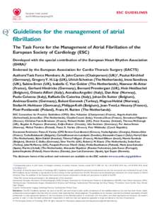 European Heart Journal doi:eurheartj/ehq278 ESC GUIDELINES  Guidelines for the management of atrial