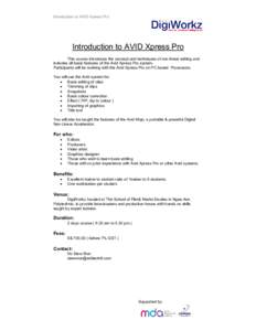 Microsoft Word - P1 Introduction to AVID Xpress Pro