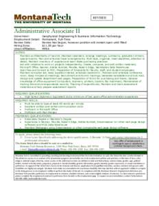 REVISED  Administrative Associate II DEPARTMENT: Employment Detail: Review Date: